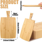 Patelai 12 Packs Wooden Cutting Board Set with Handles Large Kitchen Serving Plain Chopping Board Bulk Gifts for Mom for Vegetables Meat Pizza Cheese Fruit Bread(Bamboo,17 x 10 Inch)