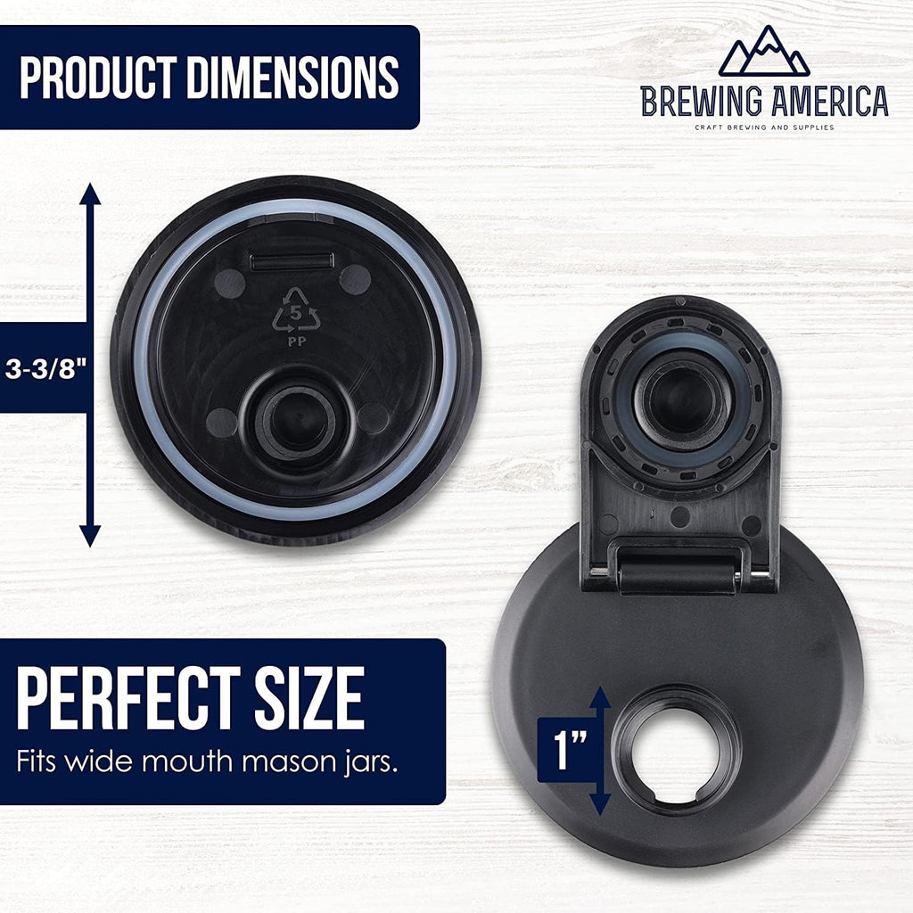 Brewing America Mason Jar Drinking Cup Pint and Half Drinking Lid and Azure 24oz Jar (1, Black)