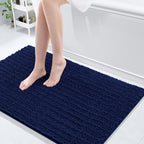 Arotive Luxury Chenille Bathroom Rug Mat, Extra Soft Thick Absorbent Shaggy Bath Rugs, Non-Slip Machine Wash Dry, Plush Bath Mats for Bathroom, Shower and Tub, 45x27, Navy