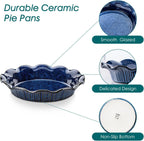 vancasso Stern Ceramic Pie Pan for Baking, 9 inch Pie Plates for Apple Pie and Quiche, Deep Pie Dish, Large Pot Pies, Thanksgiving Gifts for Women -Blue