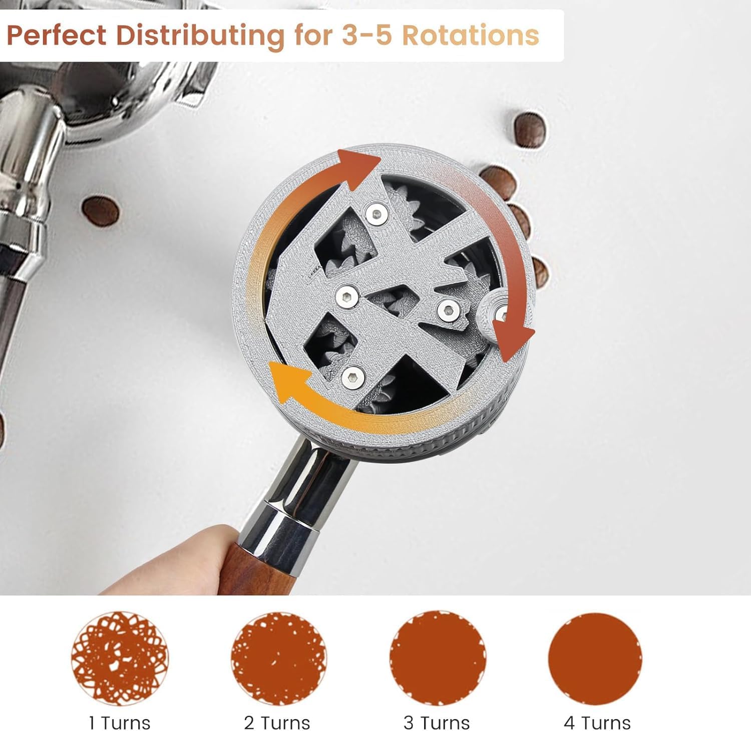 WDT Tool for Espresso - Professional 58mm Portafilter Coffee Distributor with 15 Adjustable Needles | Spirographic Spin Design for Even Extraction, Reduced Channeling & Barista-Perfect Shots