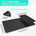 2-in-1 Coffee Mat & Dish Drying Mat Coffee Bar Mats for Countertop Coffees Matt for Counter Silicone Coffees Espresso Machine Station Mats Under coffee Maker Spill Mat Countertops Pot 24×16inch