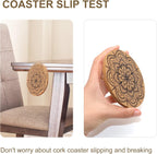 Coasters for Drinks 12 pcs Absorbent Cork Coasters with Flower Pattern Housewarming Gifts for New Home Present for Friends, Living Room Decor, Apartment Decor