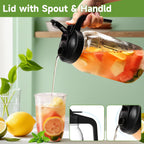 3-Pack 64oz Glass Mason Jar Pitchers with Leak-Proof Lids and Handles – Wide Mouth Design for Sun Tea, Cold Brew, Lemonade, Juice, Iced Tea, and Water