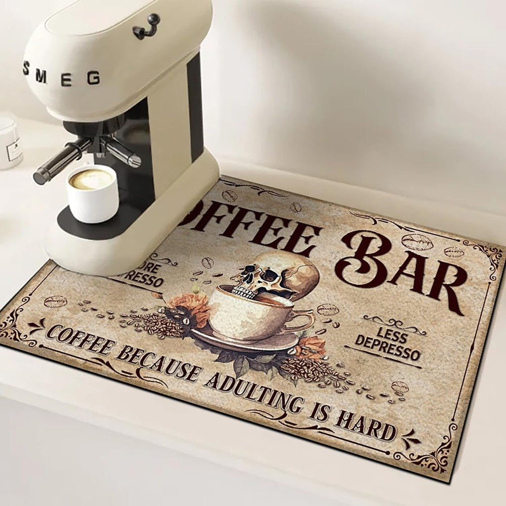 THUYPT Personalized Absorbent Coffee Mat for Counter, Coffee Drying Mat Coffee Bar Accessories, Kitchen Counter Coffee Maker Coffee Station Decoration (04)