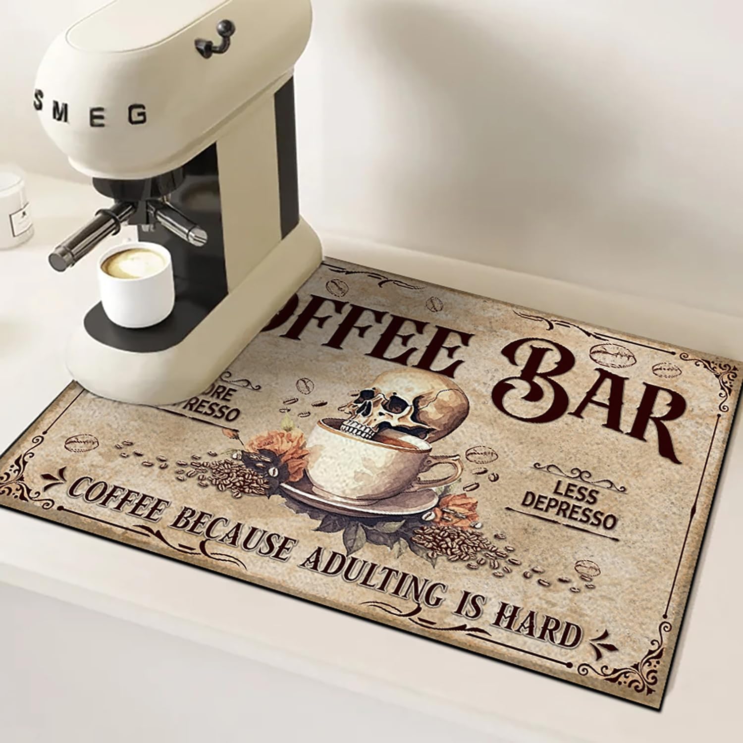 THUYPT Personalized Absorbent Coffee Mat for Counter, Coffee Drying Mat Coffee Bar Accessories, Kitchen Counter Coffee Maker Coffee Station Decoration (04)