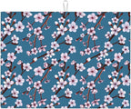 Cherry Blossom Dish Drying Mat, Branch Floral Microfiber Absorbent Drying Mats Reversible Kitchen Countertop Protector Dishes Drainer Rack Pad 18x24 Inch (Blue)