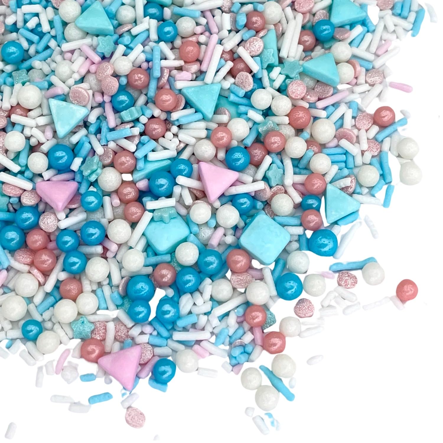 Manvscakes Sprinkles- Edible Cake and Cupcake Sprinkles with Assorted Shapes and Sizes, Metallic Sprinkle Mix for Cookies, Ice Cream, Cake and Cupcake Decorating, 4 oz (Pink, Black, and Blue)