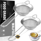Walfos Small Fine Mesh Tea Strainer, Mini Stainless Steel Sieve with Handle, 2.8 Inch Kitchen Metal Sifter Strainers for Tea, Juicing, Coffee, Cocktail, Powdered Sugar, Matcha (2 Pack)