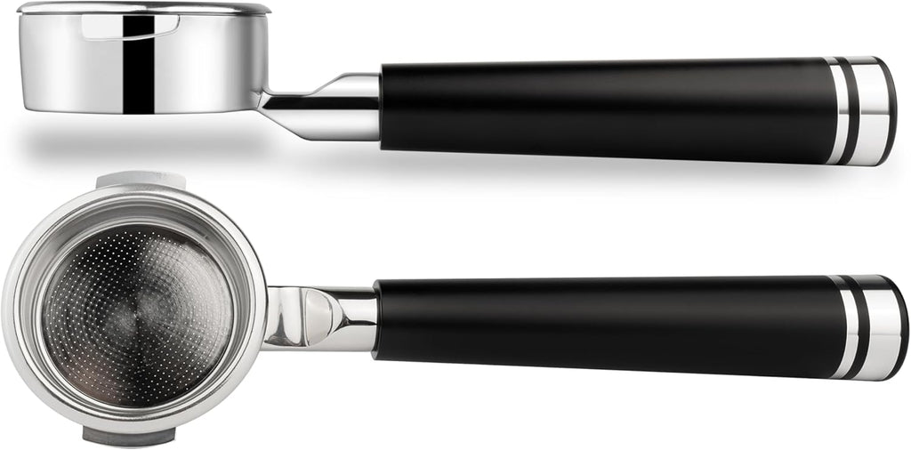 LILQ 58mm Bottomless Naked 2 Ears Portafilter Compatible with Breville Machines– Includes 18–20g Basket (Aluminum Flat, 58mm For Breville)