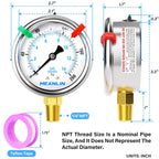 MEANLIN MEASURE 0~200Psi Liquid Filled Pressure Gauge 1/4" NPT 2.5" FACE DIAL Stainless Steel Glycerin Filled WOG Water Oil Air Lower Mount (with 2PCS Snaps)