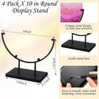 Blulu 4 Pcs 10 Inch Round Metal Display Stands for Stained Art Fused Glass Display Stands Decorative Fused Art Base for Plate Picture Platter Photo (Black)