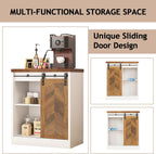 Coffee Bar Station with Sliding Barn Door, Small Coffee Bar Cabinet with Storage for Kitchen, 47 Inch