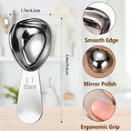 Coffee Scoop Set, 1 Tablespoon Stainless Steel Measuring Spoon for Ground Coffee, Protein Powder, Sugar & Beans, Short Handle, 2 Pieces, Fits in Canisters