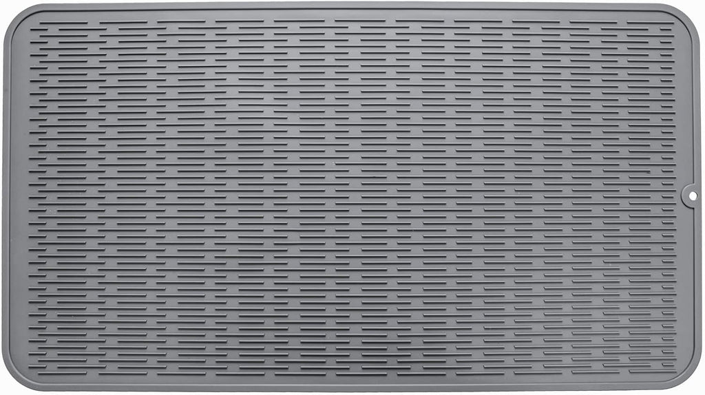 Silicone Dish Drying Mat for Multiple Usage,Easy clean,Eco-friendly,Heat-resistant Silicone Mat for Kitchen Counter or Sink,Refrigerator or Drawer Liner Grey 4XL 32 inches x 18 inches