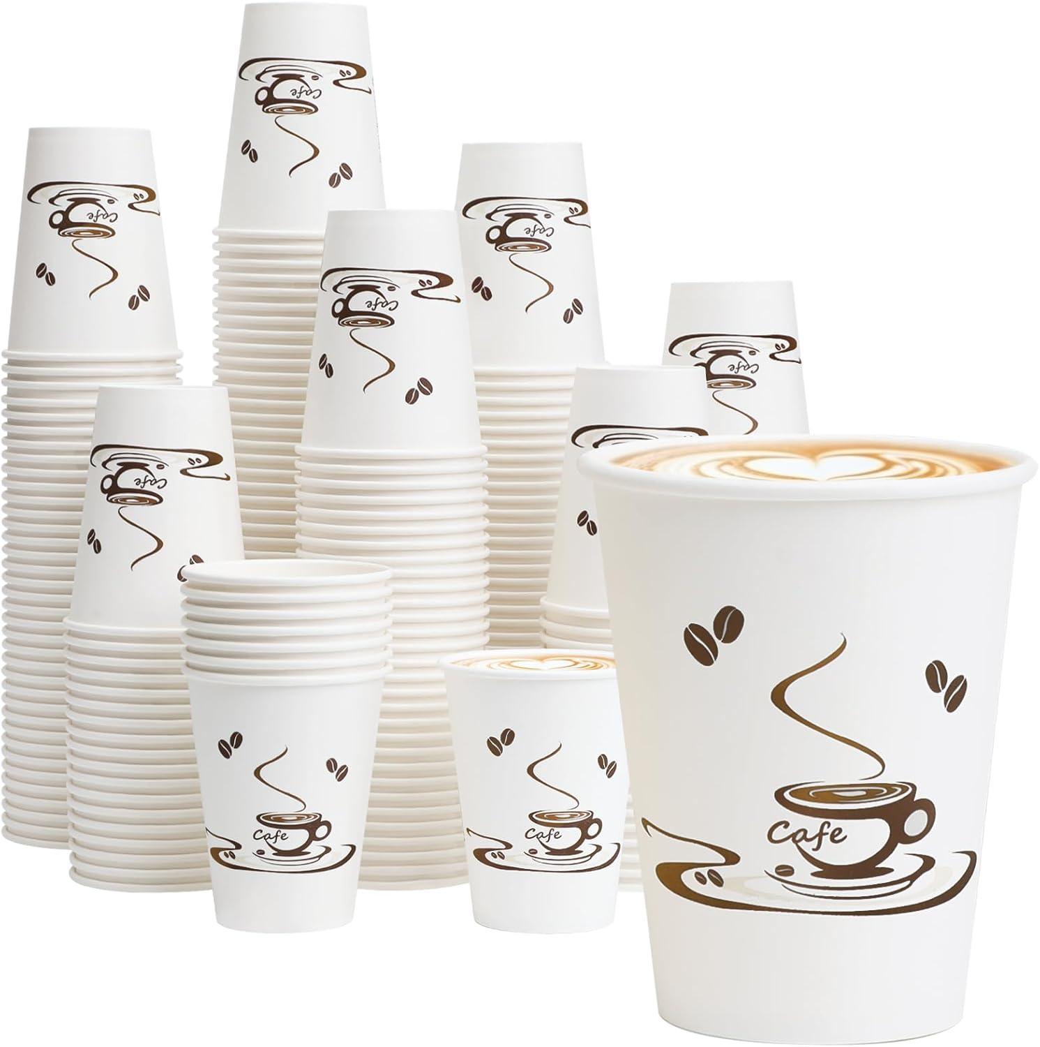 Lamosi 500 Pack 12 OZ Coffee Cups, Disposable Paper Cups for Hot/Cold Beverage, Disposable Cups 12 oz, Leak-Free Paper Coffee Cups for Cafe, Restaurant, Office and Home