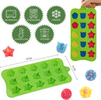 Flower Shape Chocolate Candy Molds Set,Heart,The stars,The rose,Flowers in Combination,15 Cavity Silicone Baking Mold Ice Cube Tray-Wedding,Festival,Parties and DIY Crafts-(6Pcs)