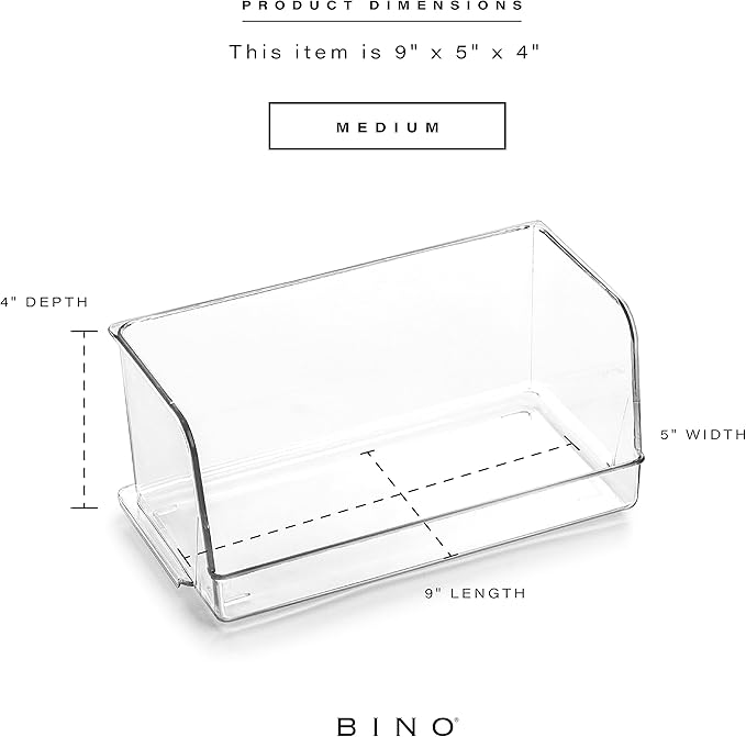 BINO | Stackable Plastic Storage Bins, Medium | THE MYRIAD COLLECTION | Multipurpose Bins | Pantry Organizers And Storage | Home Organization Containers | Clear Plastic Fridge Bin | Freezer Organizer