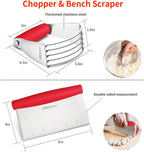 ALLTOP Pastry Blender & Bench Scraper Set - Premium Kitchen Baking Essential Tools for Cake and Bread Making - Stainless Steel Dough Scraper&Butter Cutter for Homemade Delights - Red