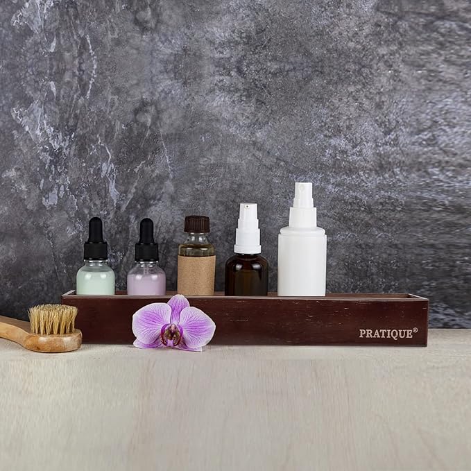 Bamboo Drawer Organizer,Kitchen Utensil Organizer Silverware Tray,Cutlery Holder, Wood Storage Box for Flatware, Makeup, Bathroom, Office Desk,15 * 3 * 2,Nut-brown