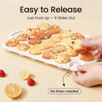 Vinino 2Pack Mini Silicone Muffin Pans for Baking with Metal Reinforced Frame, 24 Cups Mini Size Nonstick Cupcake Pan, BPA Free Oven Dishwasher Safe Baking Mold for Muffins Cupcakes