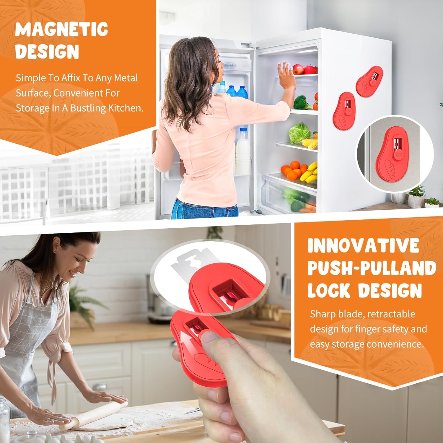 Extractable & Magnetic Bread Lame Dough Scoring Tool - Professional Sourdough Scoring Tool - Sourdough Bread Baking & Bread Scoring Tool - Scoring Patterns booklet & 5 Razor Blades (Red)