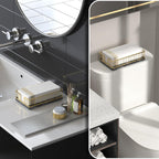 Wican Marble Guest Towel Holder Tray for Bathroom, Napkins Holder for Powder Room Dinning Table Wooden Basket for Disposable Paper Hand Towels Gold and Marble Black