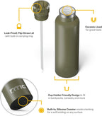 RTIC 20oz Journey Bottle Metal Stainless Steel Vacuum Insulated, BPA Free, Reusable, for Water, Hot and Cold Drinks, Travel, Sports, Camping, Olive