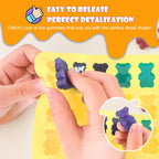 Gummy Bear Molds Silicone 37PCS Set,Nonstick Candy Mold Including Worm,Bear, Mini Dinosaur, Animals, Fruits and Mini Donut Molds,With 4 Droppers, Brush, Storage Box, 25 Wrappers