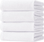 Homaxy 100% Cotton Oversized Waffle Weave Kitchen Dish Towels, Ultra Soft Absorbent Quick Drying Cleaning Towel, 20 x 28 Inches, 4-Pack, White