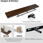 Vivelove Solid Wood Rustic Floating Shelves 36 Inch Long, 8 inch Deep Floating Wall Shelves for Living Room Kitchen Bedroom Bathroom Office, Farmhouse Home Decor, 1 Pack, Dark Walnut, Pine Wood