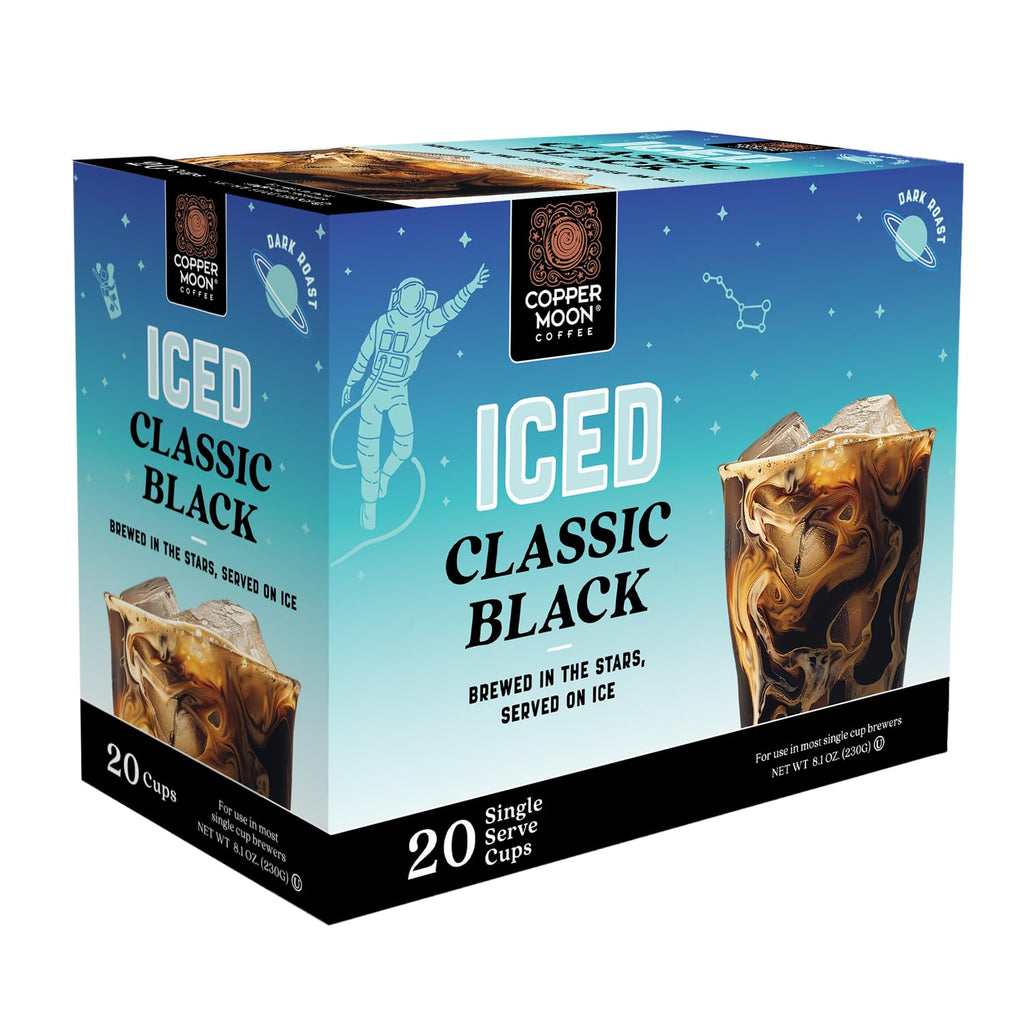 Copper Moon Single Serve Coffee Pods for Keurig K-Cup Brewers, Classic Black Brew Over Ice, 20 Count