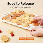 Silicone Muffin Pan with Metal Reinforced Frame - Mini Muffin Pan for Homemade Muffins, Cupcakes, and Bread, Oven and Dishwasher Safe - Set of 2, 6-Cup and 24-Cup