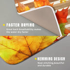 Autumn Golden Maple Leaf Dish Drying Mat for Kitchen Counter,Rural Wood Light Brown Stripes Drying Mat 16 x 18 Inch Microfiber Dish Drying Pad Dish Rack Drainer Mat for Coffee Bar