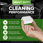 Heavy Duty Dishwasher Cleaner and Deodorizer Tablets, Descaler, Deep Cleaning, Natural Odor and Smell Remover, Calcium, Limescale, Hard Water Marks, Grease, Septic Safe Pods (12 Tabs - 1 Yr Supply)