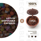 BRBHOM 6 Refillable Coffee Capsule Reusable Coffee Filter Compatiable with Do l*e Gu*to (coffee capsule 6 pcs Brown)