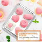 Stainless Steel Baking Sheet Set of 2, Deedro Cookie Sheet Metal Baking Pan Oven Tray, Non Toxic & Heavy Duty, Rust Free & Mirror Finish, Easy Clean & Dishwasher Safe, 9 x 7 x 1 Inch