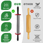 Rolling Pins,Rolling Pin and Silicone Baking Pastry Mat Set,Rolling Pins,Adjustable Stainless Steel Rolling Pin with Thickness Rings for Baking Dough,Pizza,Pie,Pasta(Black Mat)