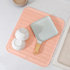 Silicone Dish Drying Mat for Multiple Usage,Easy clean,Eco-friendly,Heat-resistant Silicone Mat for Kitchen Counter or Sink,Refrigerator or Drawer Liner Pink XL 18 inches x 16 inches