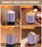 Self Heating Coffee Mug T1-16oz Fast Heating & Ultra Long-Lasting Battery Life, Heated Coffee Mug Up to 149℉ - Touch & App Controlled Coffee Mug, Birthday Gifts for Women and Men