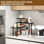 IBUYKE Countertop Organizer,3-Tier Spice Racks,Kitchen Counter Corner Shelf,4 Side Hooks,Adjustable Countertop Shelf for Kitchen, Bathroom, Coffee Bar, Cabinet, Desk,Black,TLJ023B