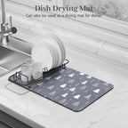 Bloss Coffee Mat, Christmas 12"x19" Bar Mat with Waterproof Rubber Backing, Fit Under Coffee Maker Machine/Kitchen Counter/Dish Drying Mat-Grey and Pine