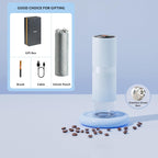 Portable Electric Coffee Grinder, Rechargeable Handheld Grinder with Stainless Steel Conical Burr, Adjustable Grind Settings, for Espresso, Moka, Pour Over, French Press, Cold Brew, Azure