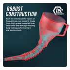 FlexAll Long Flexible Funnel for Automotive Use - Durable Nitrile Rubber - Ideal for Car Oil Change, Transmission Funnel Fluid, Diesel, Fuel, Gas - Made in USA - Red (16 x 5 Inches)