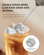 CIRCLE JOY Portable Rechargeable Milk Frother Hanheld, Dual Spring Whisk Electric Coffee Frother Wand Drink Mixer for Matcha Lattes Cappuccino, Kitchen Gifts, Brown