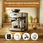 Bamboo Appliance Slider|16"D x 13"W Sliding Tray for Coffee Maker on Countertop|Heavy-Duty Coffee Pot Slider Tray & Kitchen Caddy for KitchenAid Mixer, Air Fryer