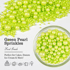 Christmas Green Pearl Sprinkles, Edible Candy Sugar Pearls, 150g/5.29oz, Mix Size, Cake Decorations & Cupcake Toppers, Wedding Party, Easter, Valentine's Day, Christmas Supplies