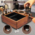 Espresso tamping station knock box,tamper station,Espresso station fit for storage 51-58mm tamper,distributor,portafilter,puck screen accessories,9 in 1 espresso knock box and tamper station
