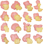 16pcs Animal Cookie Cutter Stamps Set, Lion, Panda, Forest Themed Plunger Stampers for Baking, Plastic Biscuit Molds for DIY Cookies, Cake Decor(J16)