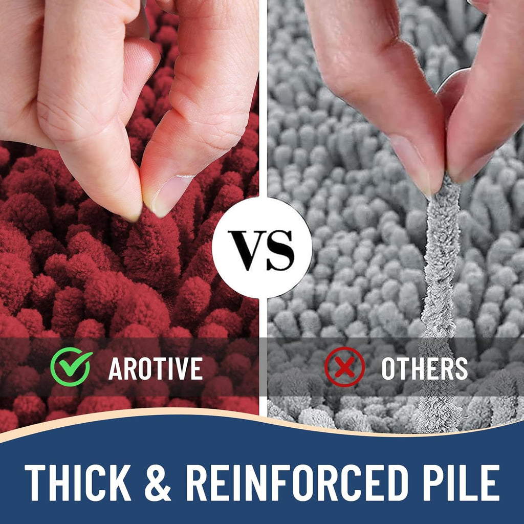 Arotive Luxury Chenille Bathroom Rug Mat, Extra Soft Thick Absorbent Shaggy Bath Rugs, Non-Slip Machine Wash Dry, Plush Bath Mats for Bathroom, Shower and Tub, 34x21, Red